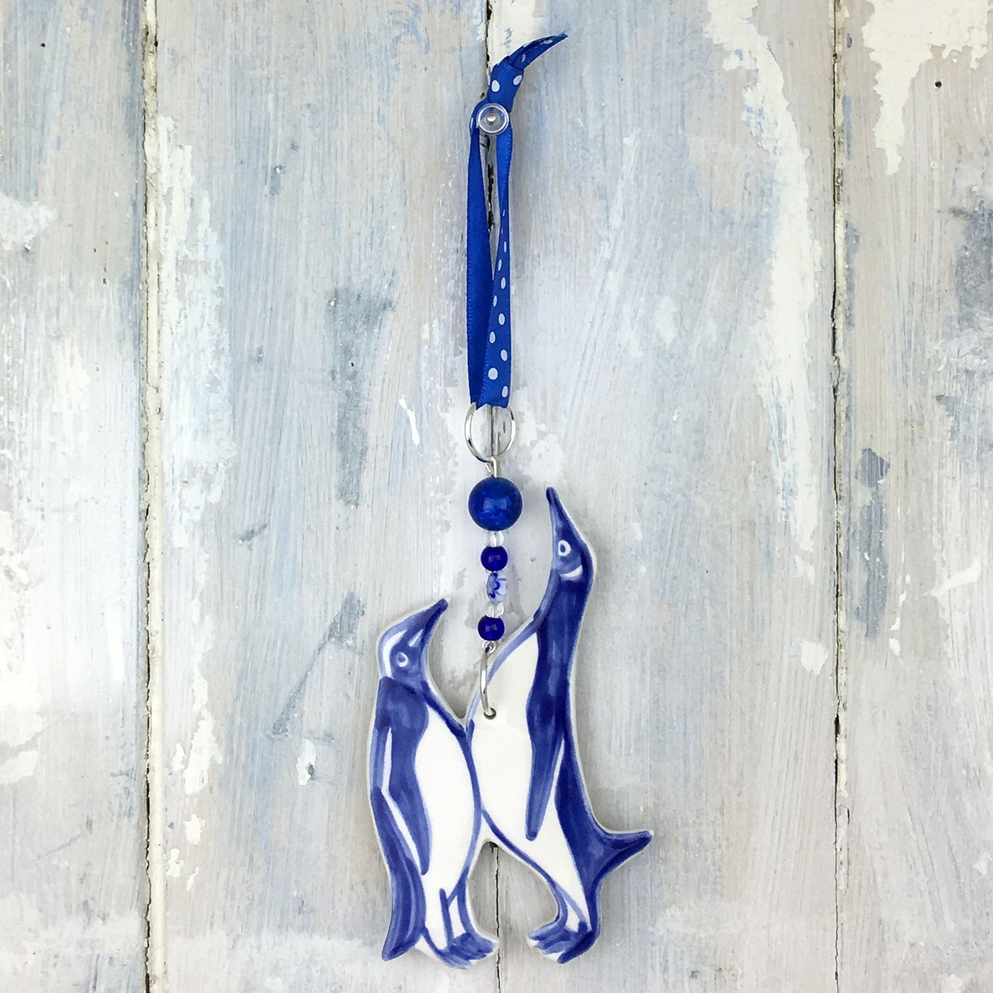 King Penguin Pair — handmade ceramic decoration