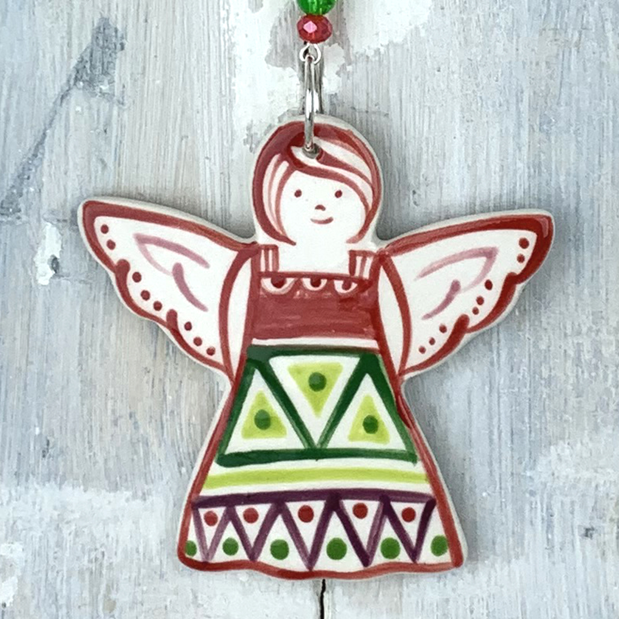 Hand Made Christmas Angel In Christmas Colours 