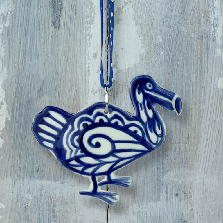 blue dodo decoration with ribbon