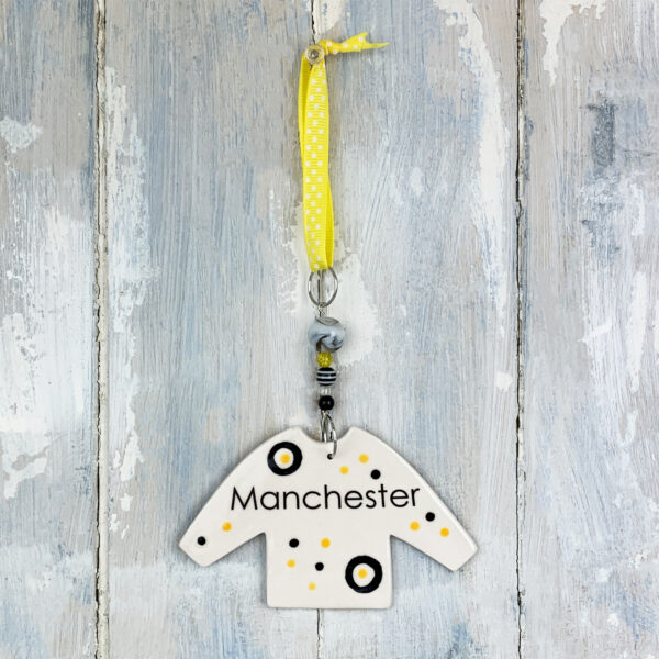 Yellow Manchester Jumper hanging decoration - Image 3