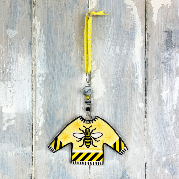 Yellow Manchester Jumper hanging decoration - Image 2