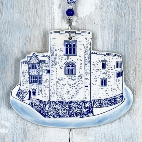 Blue Tamworth Castle hanging decoration