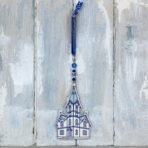 Blue Husavikurkirkja Husavik Island hanging decoration - Image 2