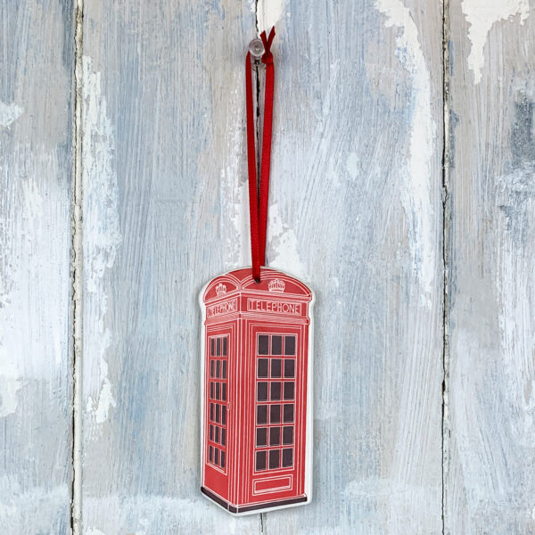 Red London Phone Box hanging decoration - Image 2