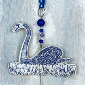 Blue Bowes Museum Swan hanging decoration