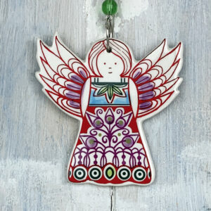 Multi-colour Christmas Angel 2025 decoration. Handmade in the UK