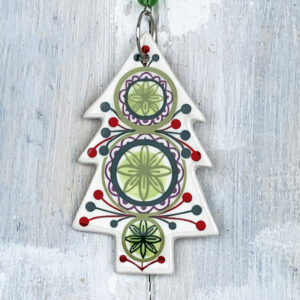 Multi-colour Christmas Tree 2025 decoration. Handmade in the UK