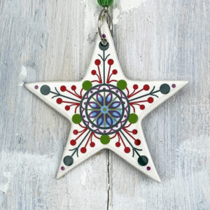 Multi-colour Christmas Star 2025 decoration. Handmade in the UK