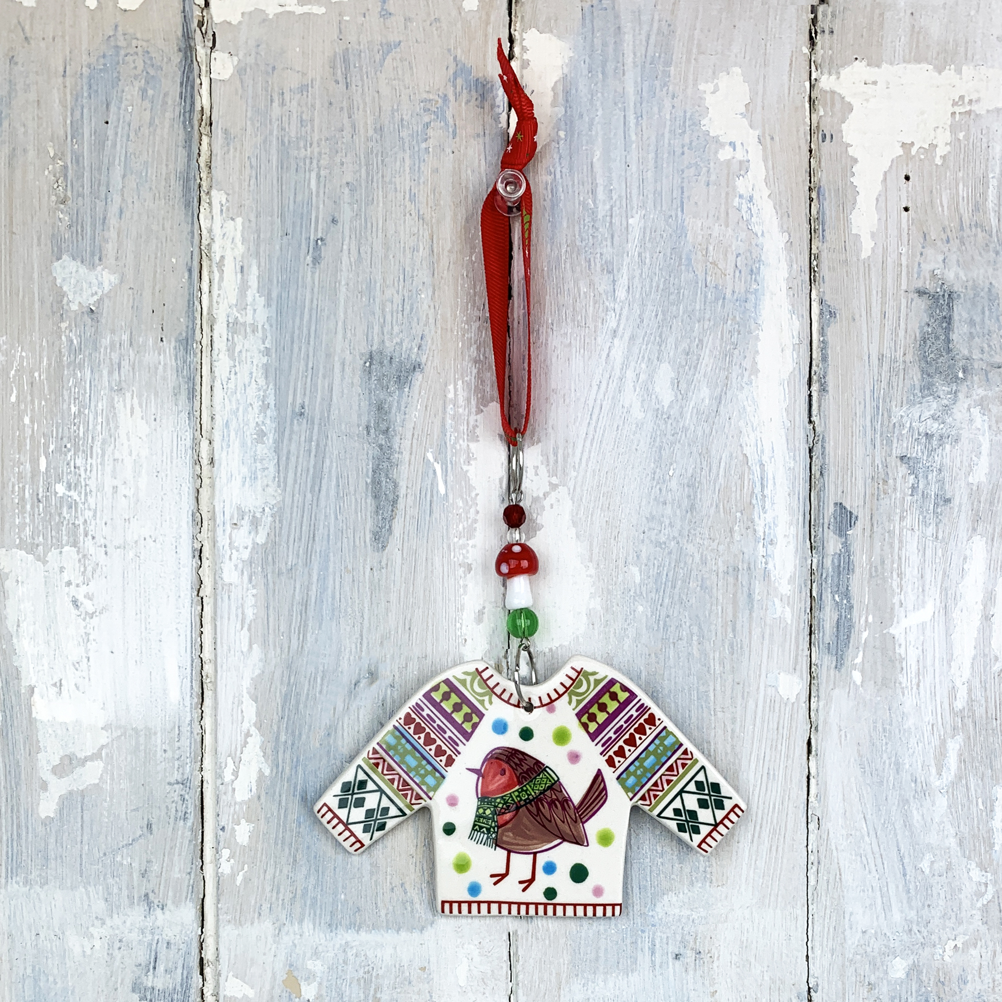 Multi-colour Christmas Jumper 2025 decoration. Handmade in the UK - Image 2