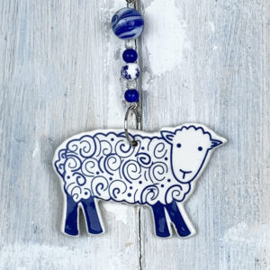 Blue Herdwick Sheep hanging decoration. Handmade in the UK