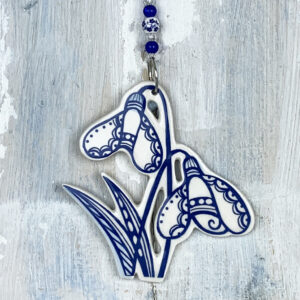 Blue Snowdrop decoration. Handmade in the UK