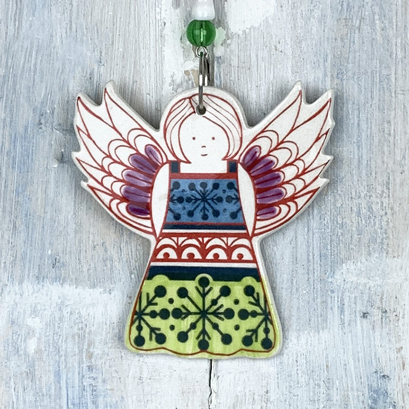 Multi-colour Christmas Angel 2026 decoration. Handmade in the UK