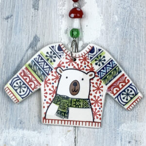Multi-colour Christmas Jumper 2026 decoration. Handmade in the UK