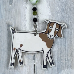 Multi-colour Boer Goat hanging decoration. Handmade in the UK