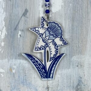 Blue Daffodil decoration. Handmade in the UK