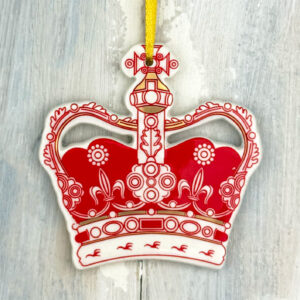 Red Edinburgh Castle Crown hanging decoration. Handmade in the UK